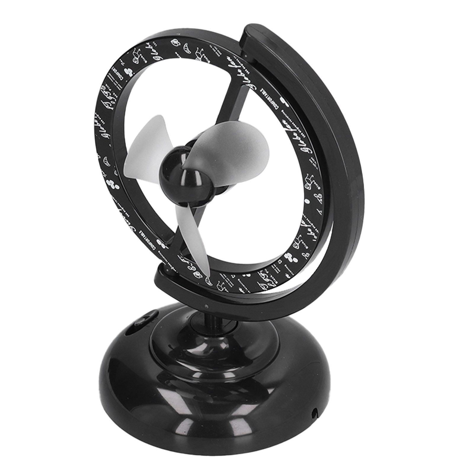 USB Fan Black Mini 90 Degree Free Rotation Strong Wind Cooling Equipment for Home Desk Office Table