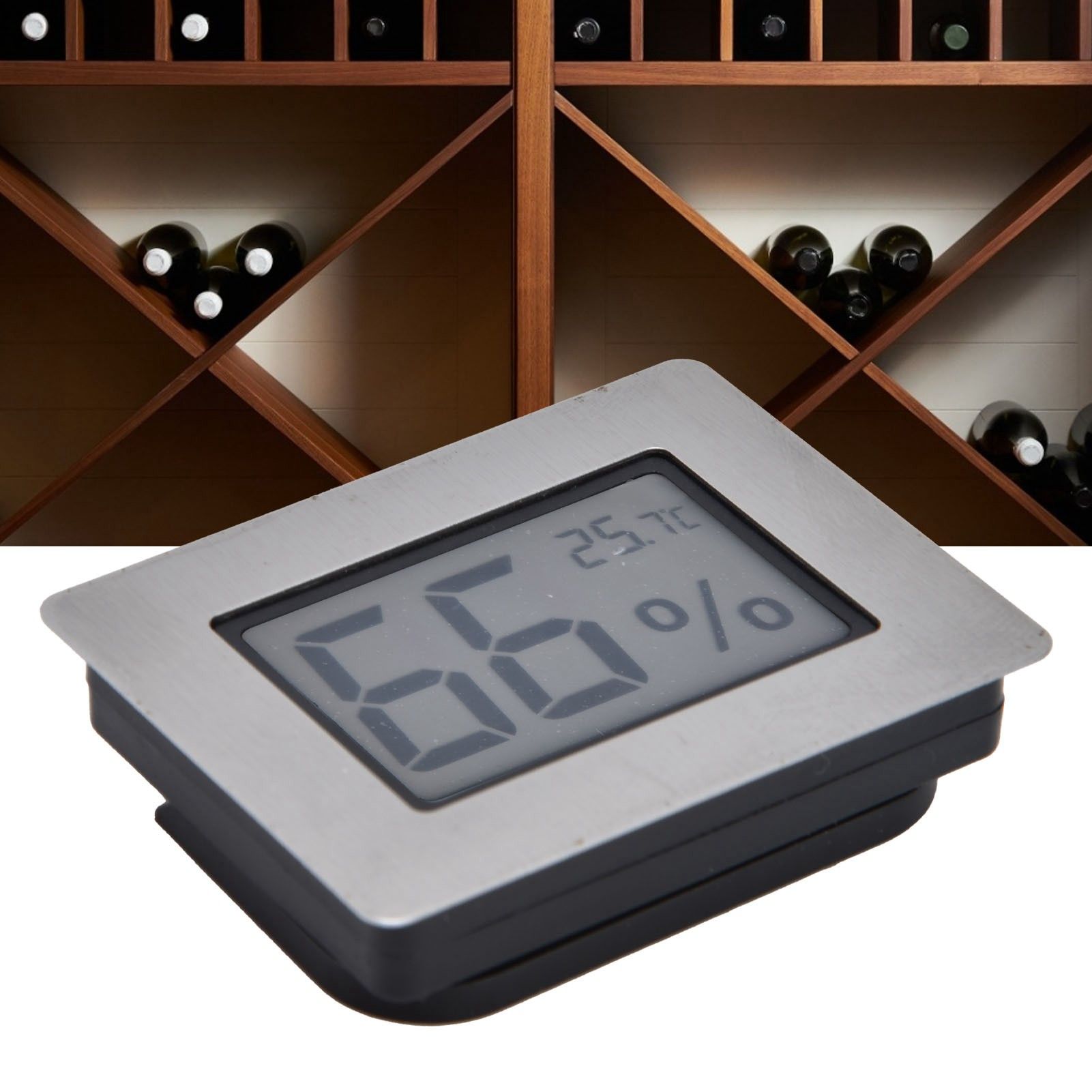 Embedded Design LCD Electronic Thermometer Hygrometer for Cigar Box Guitar Case Wine Cabinet