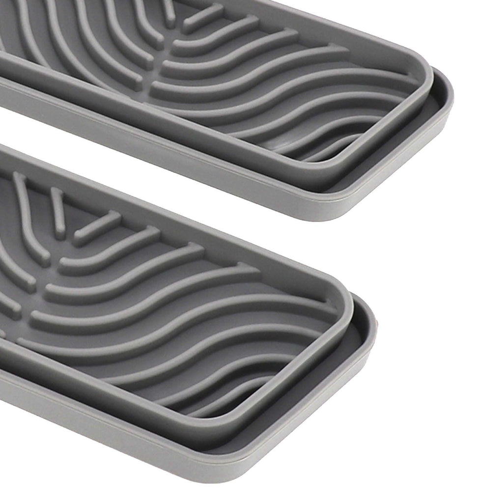 2Pcs Refrigerator Water Drip Tray Catcher Trapezoidal Silicone Refrigerator Drip Tray Catcher for GE for Samsung Grey