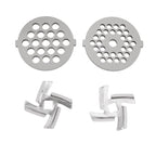 Stainless Steel Meat Grinder Plate Discs Grinding Blades for Food Grinder Attachment 2 Sharp Blades 2 Cutting Plates