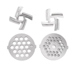 Stainless Steel Meat Grinder Plate Discs Grinding Blades for Food Grinder Attachment 2 Sharp Blades 2 Cutting Plates