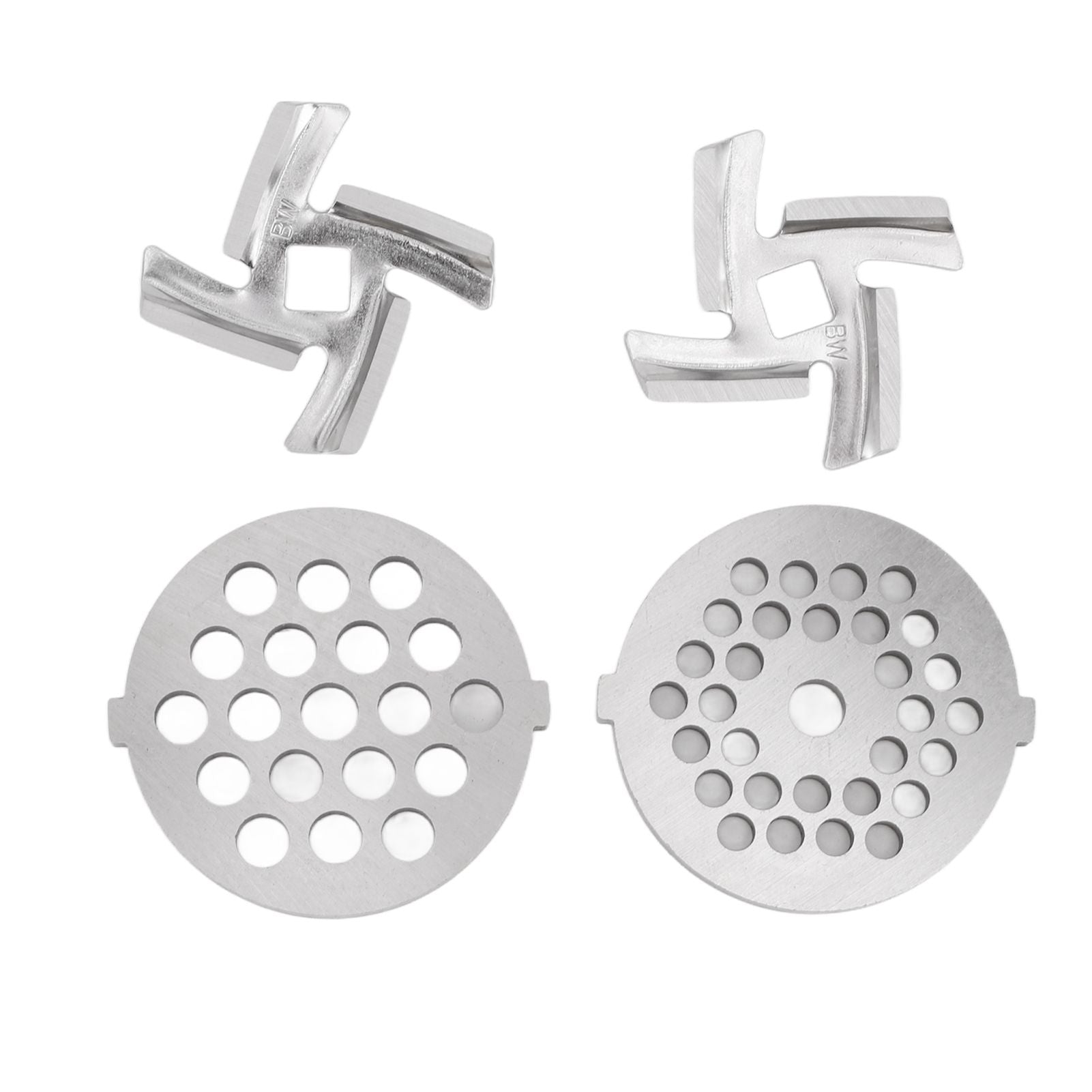 Stainless Steel Meat Grinder Plate Discs Grinding Blades for Food Grinder Attachment 2 Sharp Blades 2 Cutting Plates