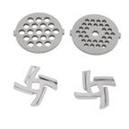 Stainless Steel Meat Grinder Plate Discs Grinding Blades for Food Grinder Attachment 2 Sharp Blades 2 Cutting Plates