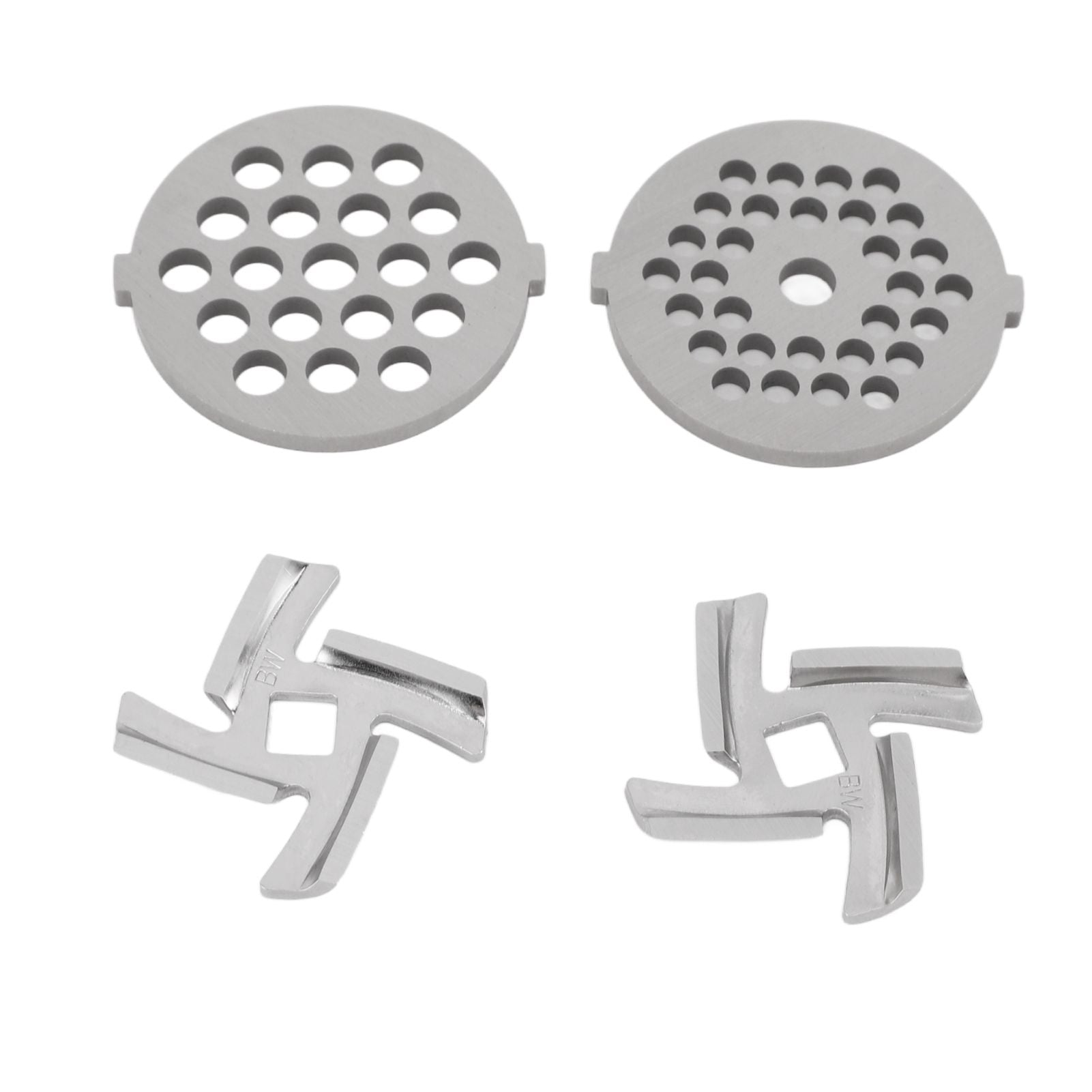 Stainless Steel Meat Grinder Plate Discs Grinding Blades for Food Grinder Attachment 2 Sharp Blades 2 Cutting Plates