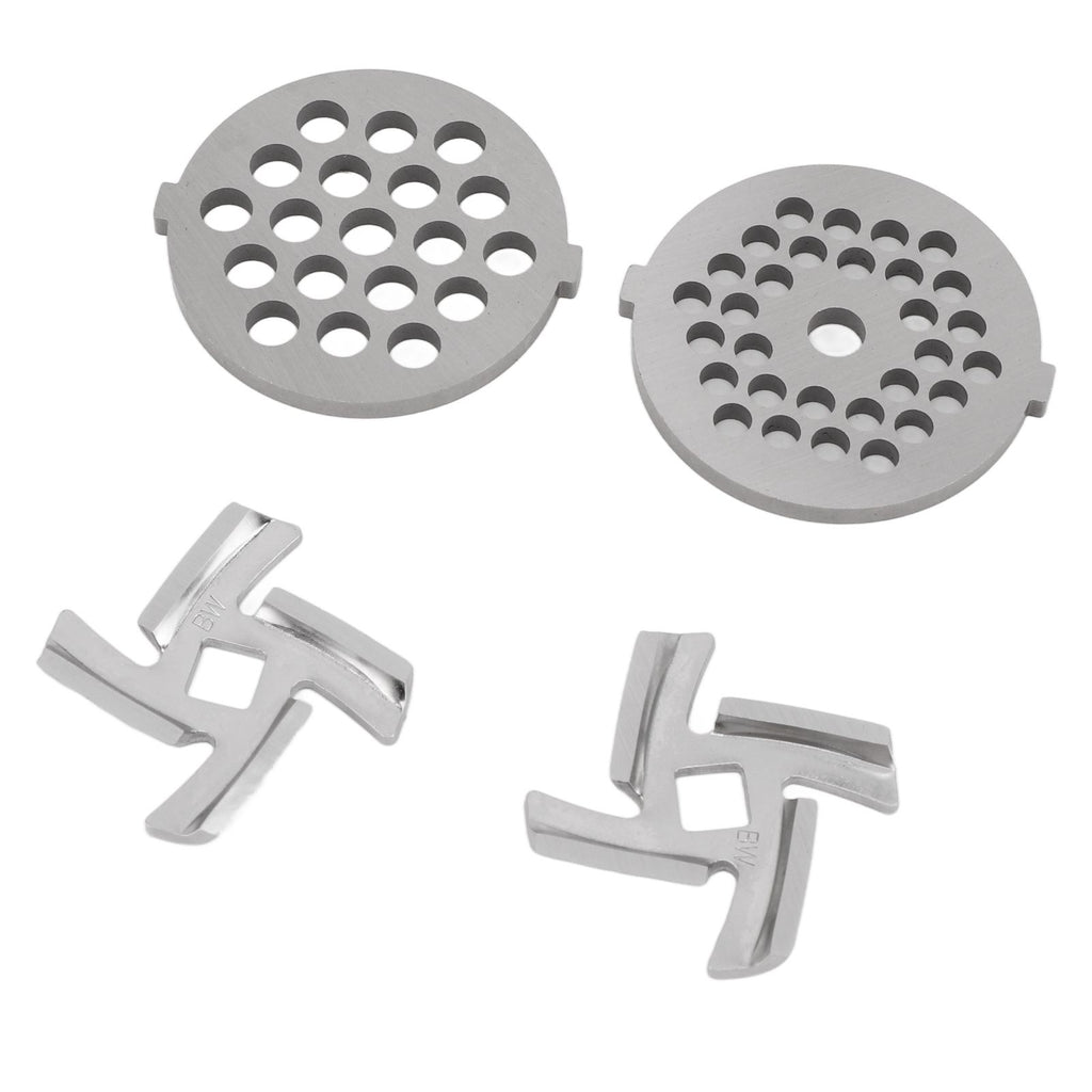 Stainless Steel Meat Grinder Plate Discs Grinding Blades for Food Grinder Attachment 2 Sharp Blades 2 Cutting Plates
