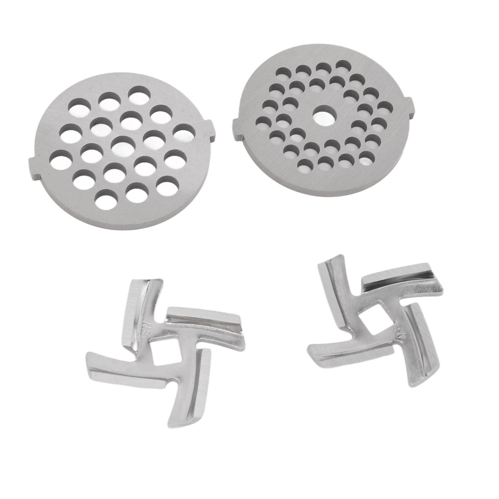 Stainless Steel Meat Grinder Plate Discs Grinding Blades for Food Grinder Attachment 2 Sharp Blades 2 Cutting Plates