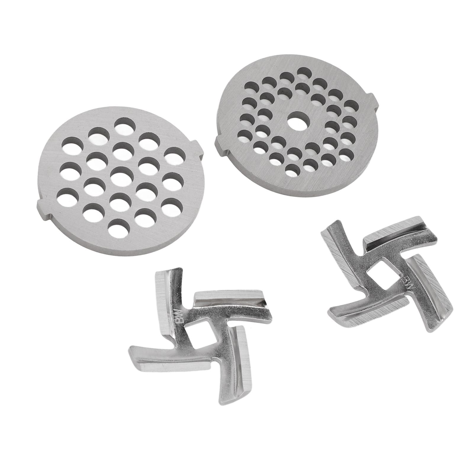 Stainless Steel Meat Grinder Plate Discs Grinding Blades for Food Grinder Attachment 2 Sharp Blades 2 Cutting Plates