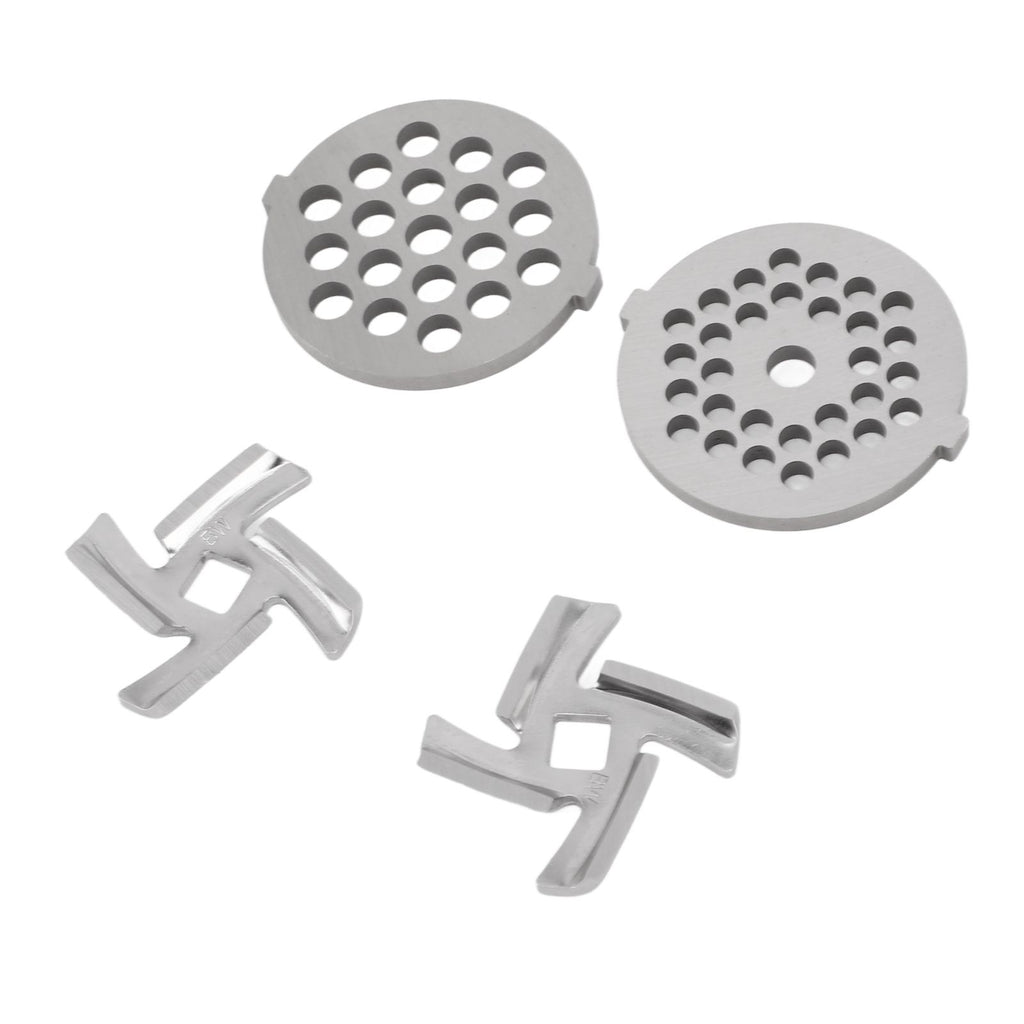 Stainless Steel Meat Grinder Plate Discs Grinding Blades for Food Grinder Attachment 2 Sharp Blades 2 Cutting Plates