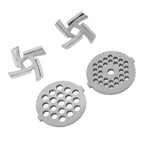 Stainless Steel Meat Grinder Plate Discs Grinding Blades for Food Grinder Attachment 2 Sharp Blades 2 Cutting Plates