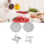 Stainless Steel Meat Grinder Plate Discs Grinding Blades for Food Grinder Attachment 2 Sharp Blades 2 Cutting Plates