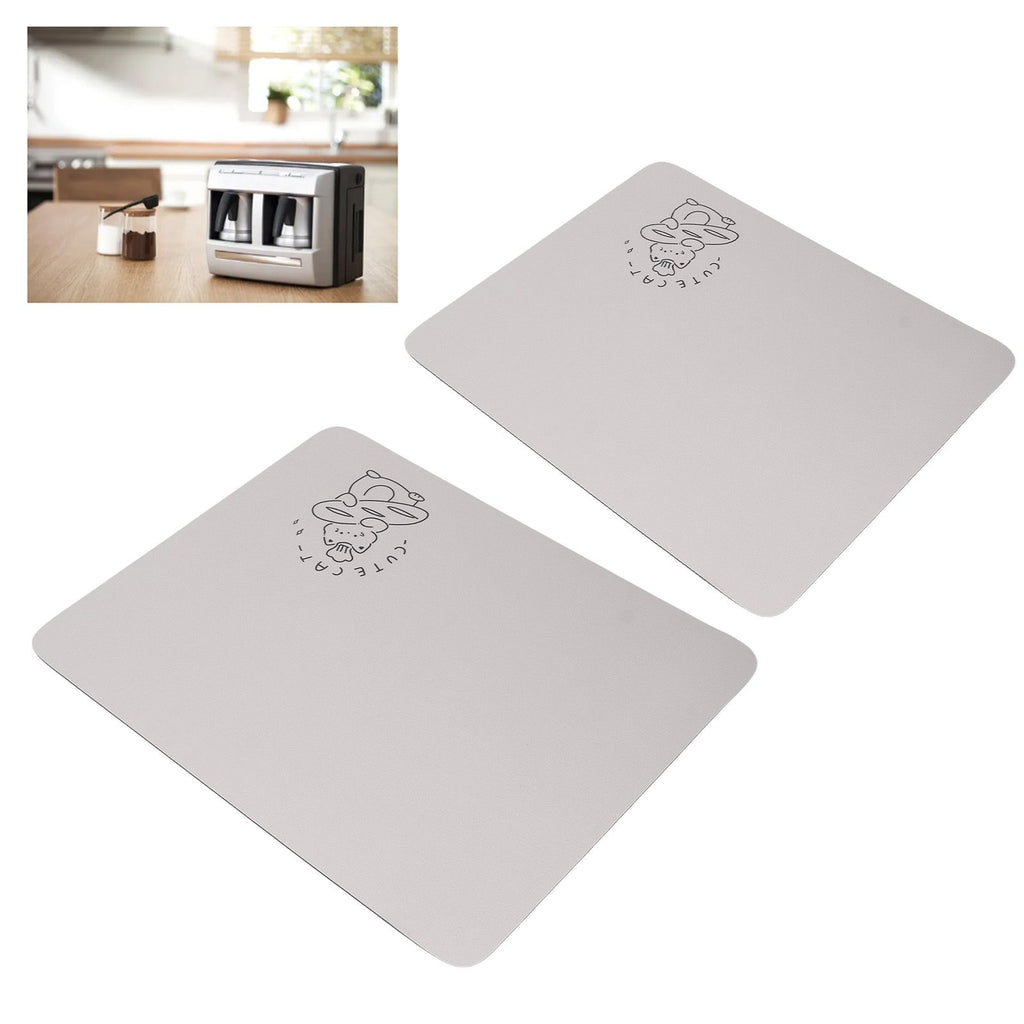 2PCS Coffee Bar Mat Multifunctional Prevent Slip Waterproof Shockproof Absorbent Dish Drying Mat for Kitchen Counter 30x40cm / 11.8x15.7in