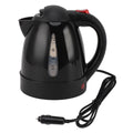 Electric Kettle 150W 1L Black Road Hot Water Boiler Stainless Steel Liner Auto Shut Off Tea Kettle Car Cigarette Plug 12V for Sedans SUVs