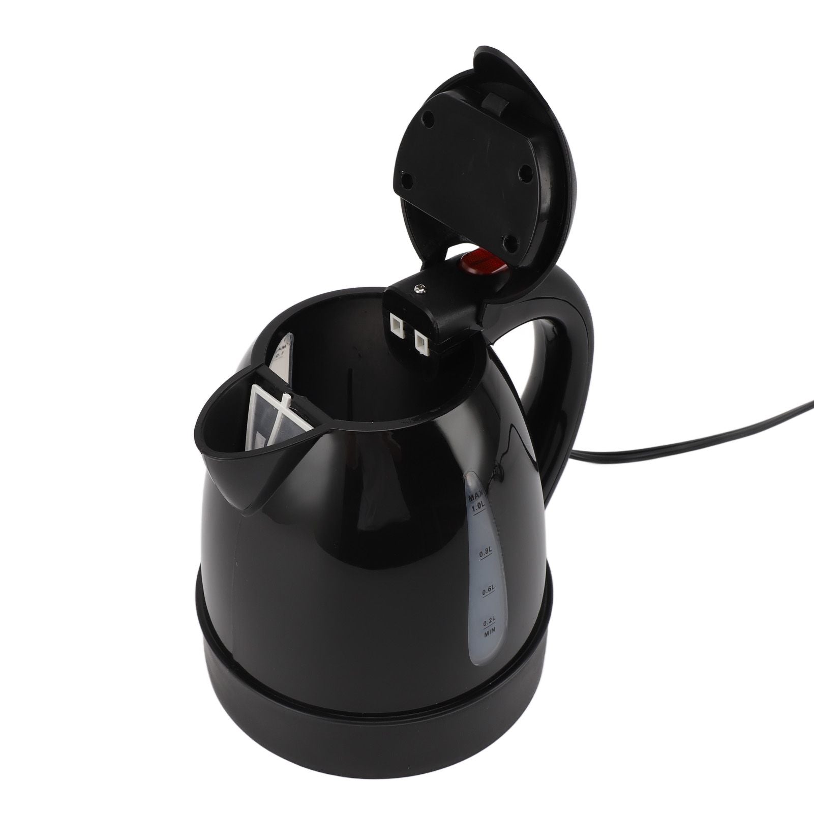 Electric Kettle 150W 1L Black Road Hot Water Boiler Stainless Steel Liner Auto Shut Off Tea Kettle Car Cigarette Plug 12V for Sedans SUVs