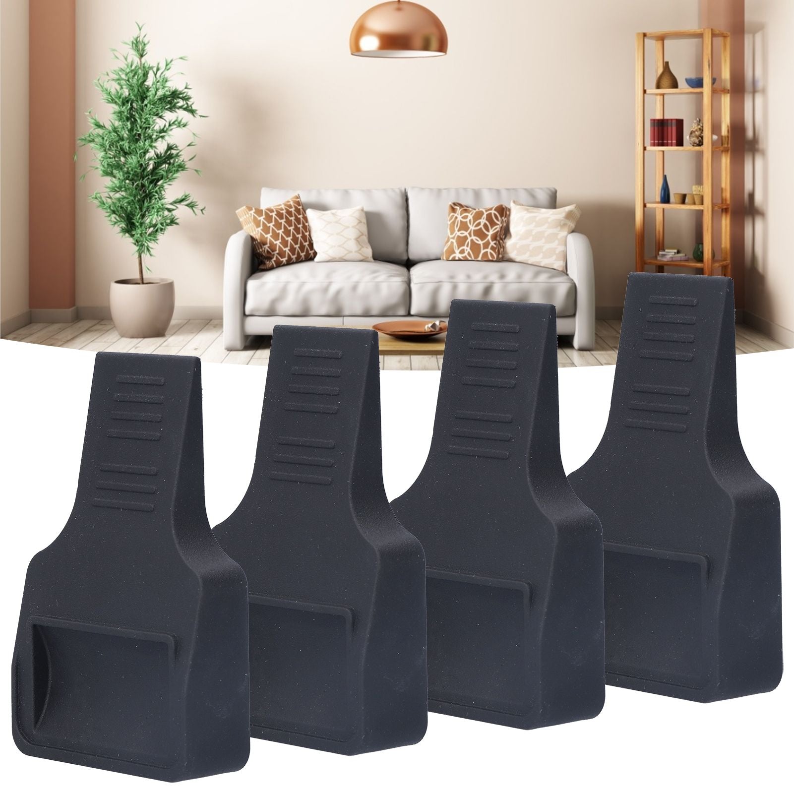 4Pcs Wheel Stoppers U Shaped Wheels Caster Cups Accessory for Sofas Beds Chairs Furnitures Black