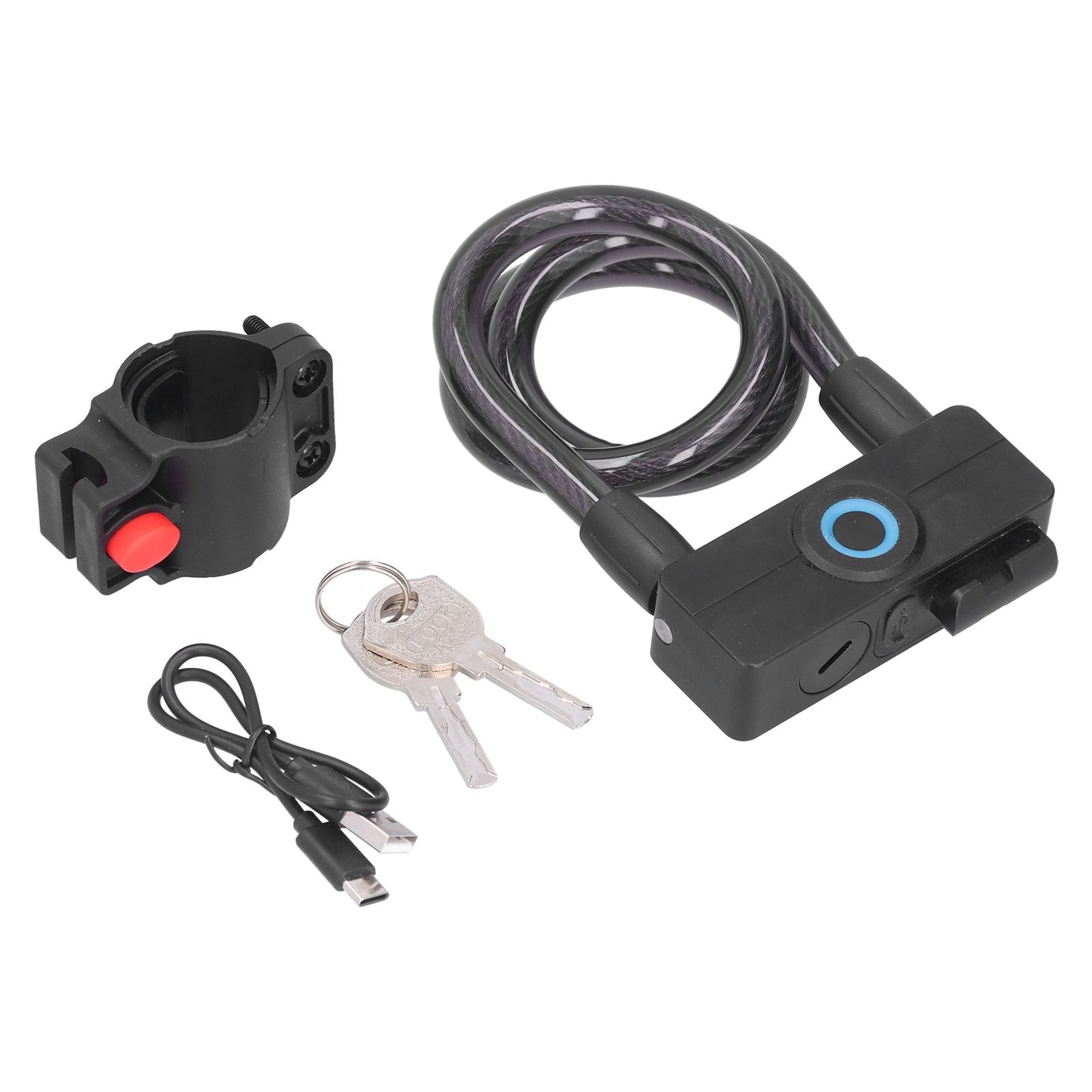 3.7V Lithium Battery Portable Fingerprint Bicycle Lock Bluetooth Intelligent Chain Lock for Motorcycle Mountain Bike
