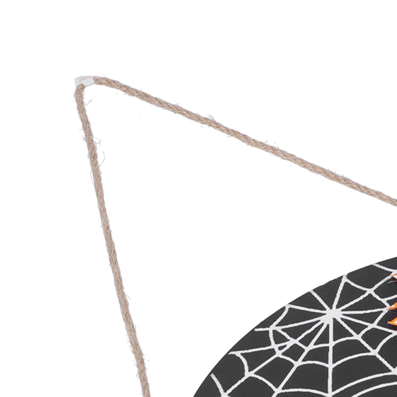 Halloween Spider Web Pattern Wooden Welcome Sign Decorative Hanging Board for Indoor OutdoorWith Bow