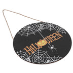 Halloween Spider Web Pattern Wooden Welcome Sign Decorative Hanging Board for Indoor OutdoorWithout Bow