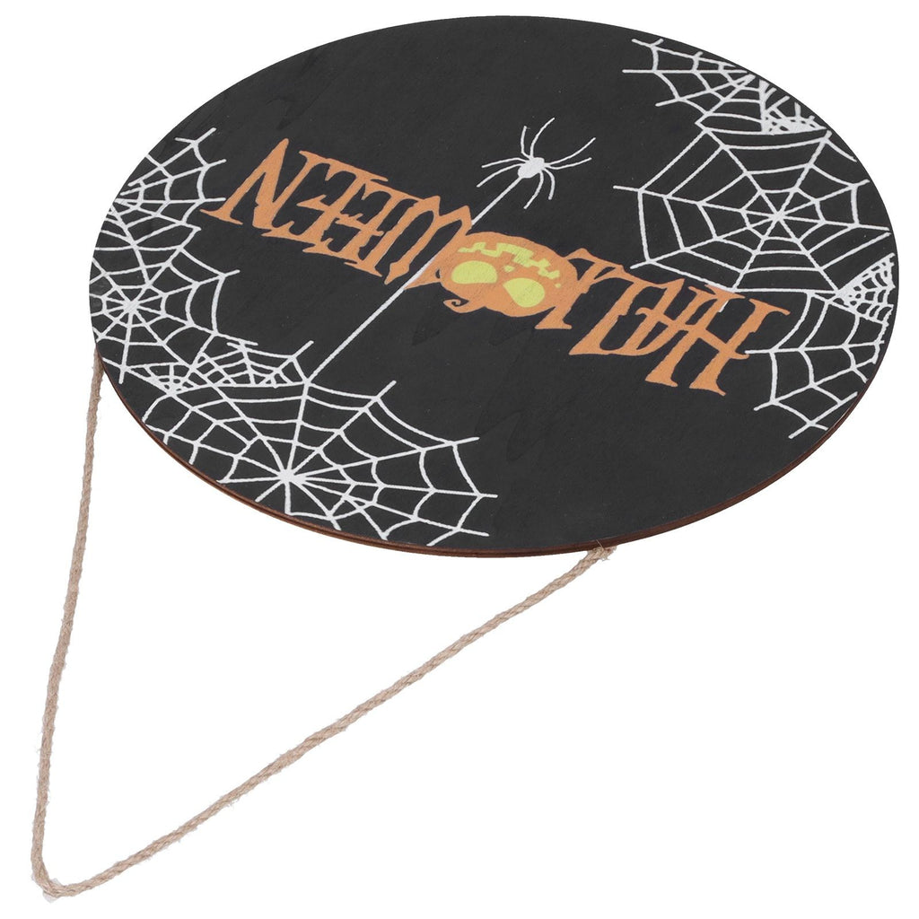 Halloween Spider Web Pattern Wooden Welcome Sign Decorative Hanging Board for Indoor OutdoorWithout Bow