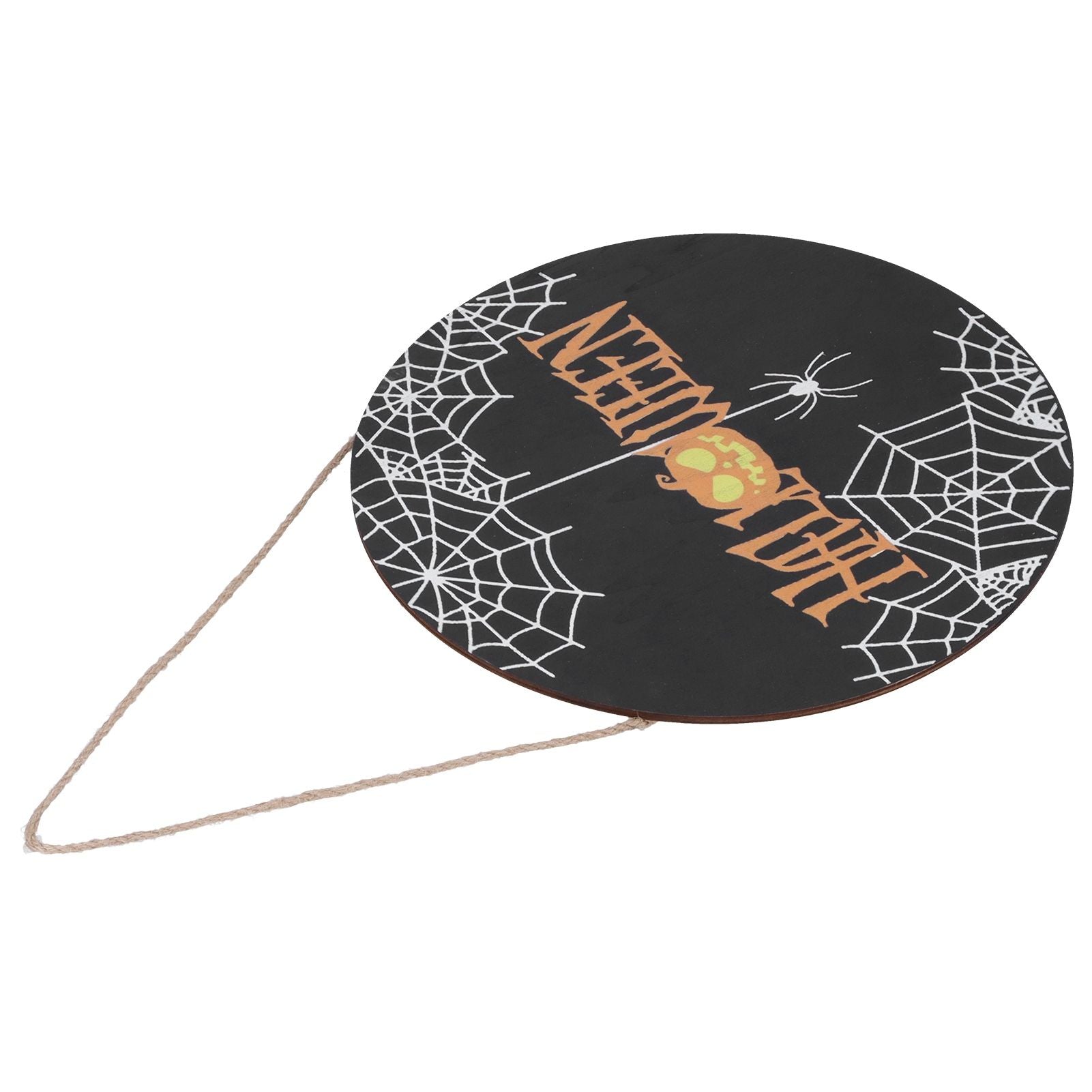 Halloween Spider Web Pattern Wooden Welcome Sign Decorative Hanging Board for Indoor OutdoorWithout Bow