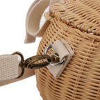 Kids Bike Basket Simple Lid Design Adjustable Strap Light Sturdy Kids Rattan Basket for Cycling School Travel