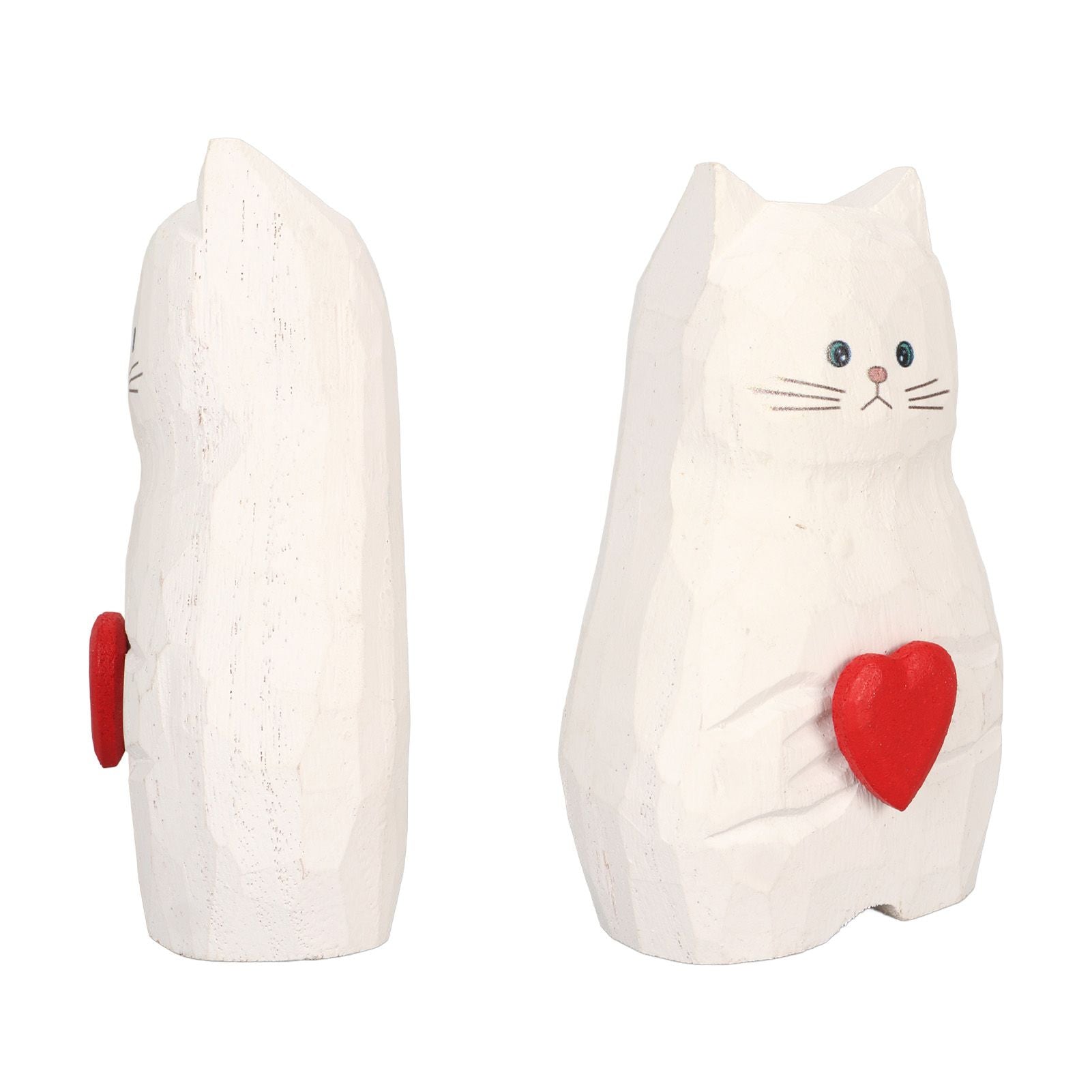 Cat Statue Flower Vase White Handmade Textured Wooden Cat Vase for Thanksgiving Day Gift Cat Lovers