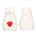 Cat Statue Flower Vase White Handmade Textured Wooden Cat Vase for Thanksgiving Day Gift Cat Lovers