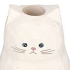 Cat Statue Flower Vase White Handmade Textured Wooden Cat Vase for Thanksgiving Day Gift Cat Lovers