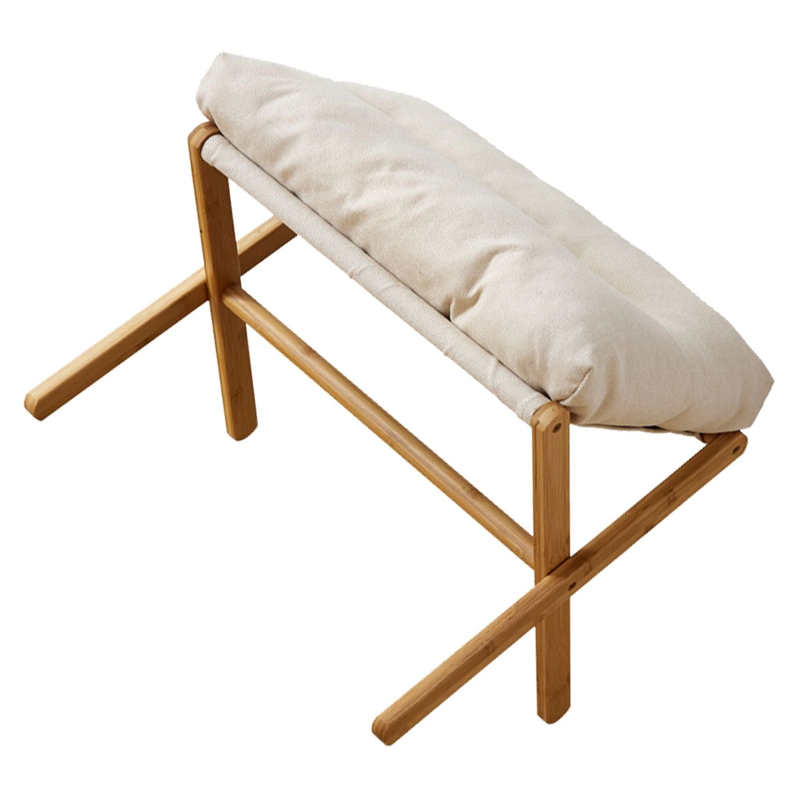 Foot Stool Foldable X Leg Modern Multifunctional Foot Rest with Soft Cushion for Living Room Bedroom Office Beige
