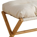 Foot Stool Foldable X Leg Modern Multifunctional Foot Rest with Soft Cushion for Living Room Bedroom Office Beige
