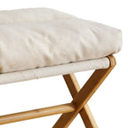 Foot Stool Foldable X Leg Modern Multifunctional Foot Rest with Soft Cushion for Living Room Bedroom Office Beige