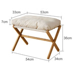 Foot Stool Foldable X Leg Modern Multifunctional Foot Rest with Soft Cushion for Living Room Bedroom Office Beige
