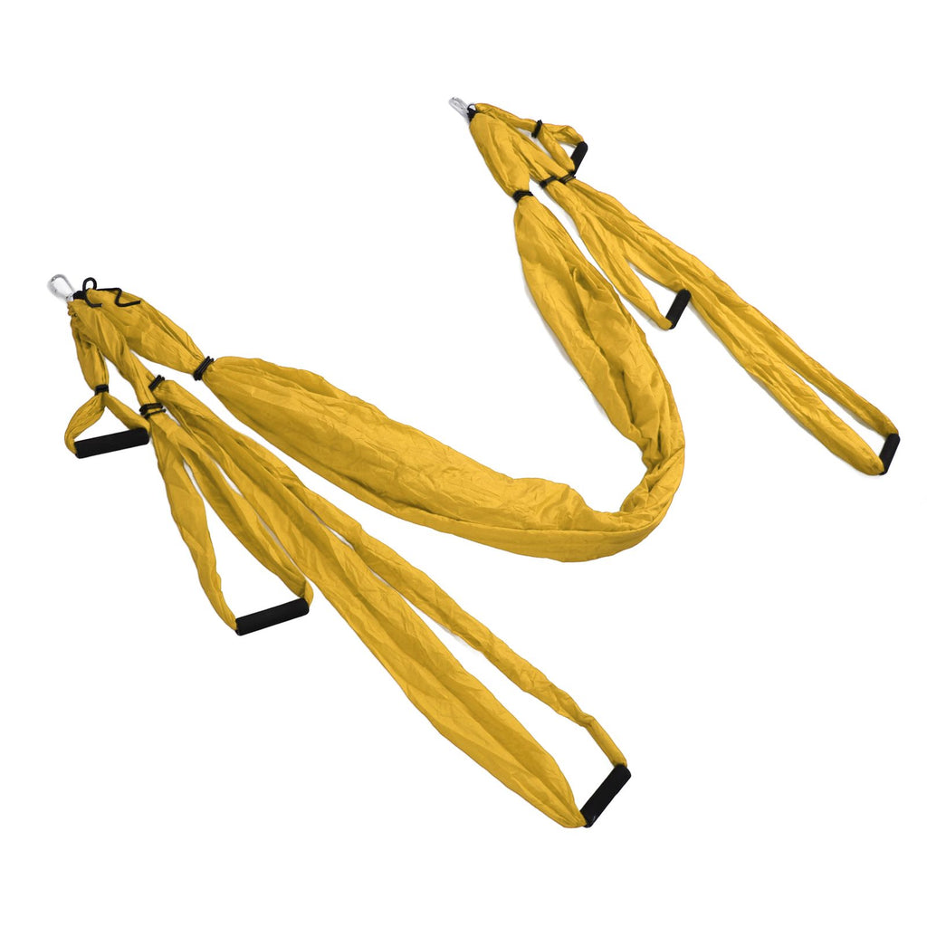 Aerial Yoga Swing Set Polyester Cotton Adjustable Improve Flexibility Yoga Hammock for Physical Exercise Yellow