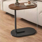 Sofa Side Table Modern Simple Portable for Living Room Bedroom Walnut Color Black Frame