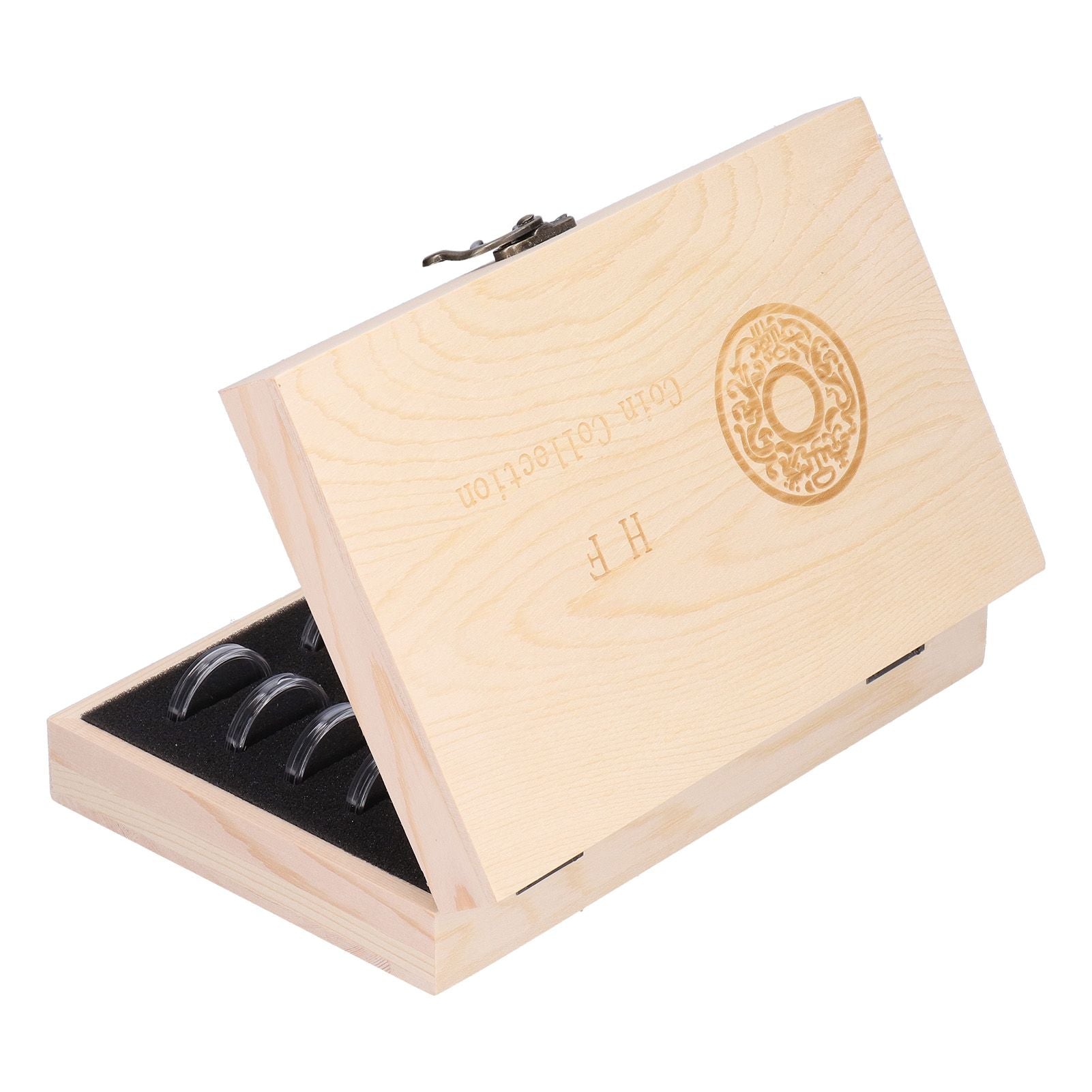 20 Grid Coin Collection Box Wooden Coin Protection Storage Box for Home Office Living Room
