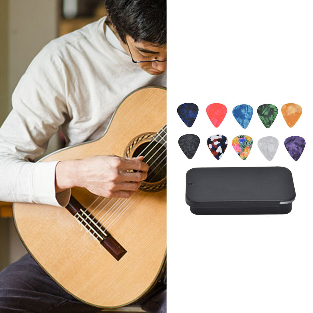 10Pcs Guitar Picks Boost Bass Portable Colorful Retro Cosmic Star Sky Pattern Guitar Pick for Bass Banjo Ukulele0.96mm Black Box