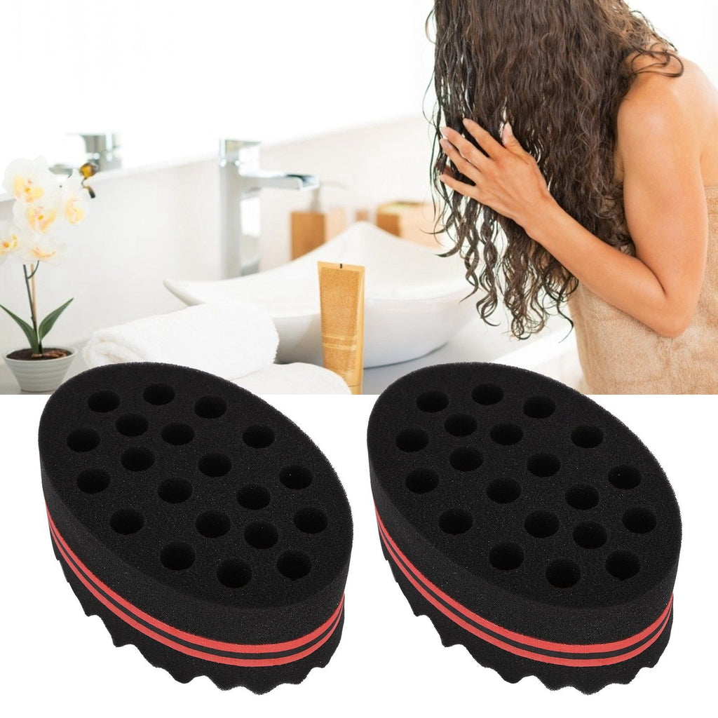 2PCS Double Sided Hair Curl Sponge 22 Hole Wavy Hair Sponge Brush Styling Tools for Home Salon