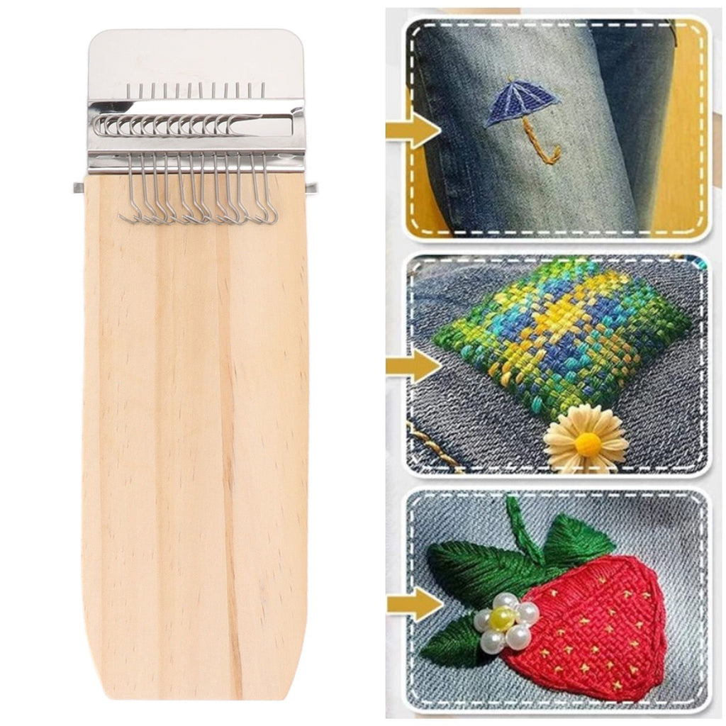 Small Weaving Loom Kit 12 Hooks Speedweave Type Portable DIY Repair Tool Mini Darning Loom for Socks Clothes