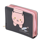 Female Korean Version Small PU Leather Coin Purse Student Cute Animal Change Bag Zipper Foldable Short Style Change Purse for Woman Girls Black