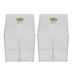 2Pcs Cotton Swab Holder Clear Durable Plastic Safe Widely Used Cotton Ball Organizer for Office Family Tabletop