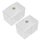 2Pcs Cotton Swab Holder Clear Durable Plastic Safe Widely Used Cotton Ball Organizer for Office Family Tabletop