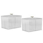 2Pcs Cotton Swab Holder Clear Durable Plastic Safe Widely Used Cotton Ball Organizer for Office Family Tabletop