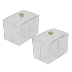 2Pcs Cotton Swab Holder Clear Durable Plastic Safe Widely Used Cotton Ball Organizer for Office Family Tabletop