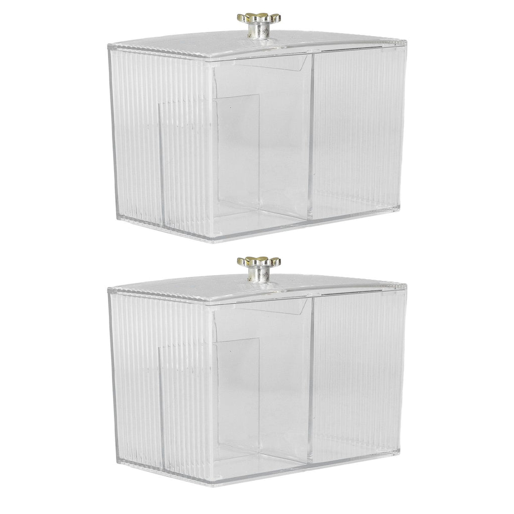 2Pcs Cotton Swab Holder Clear Durable Plastic Safe Widely Used Cotton Ball Organizer for Office Family Tabletop