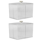 2Pcs Cotton Swab Holder Clear Durable Plastic Safe Widely Used Cotton Ball Organizer for Office Family Tabletop