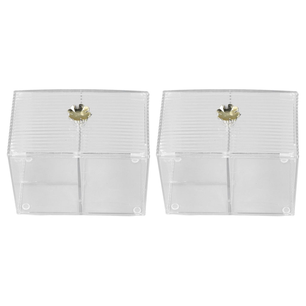2Pcs Cotton Swab Holder Clear Durable Plastic Safe Widely Used Cotton Ball Organizer for Office Family Tabletop