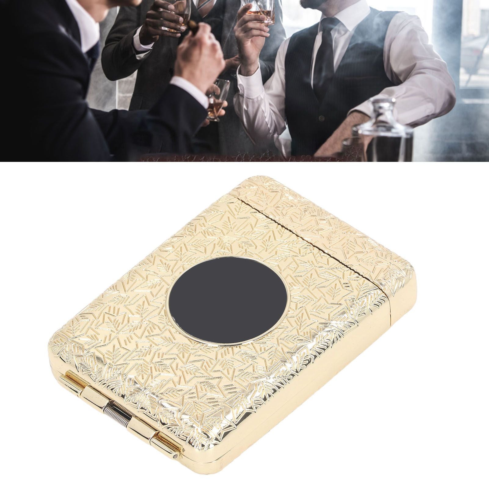 Retro Metal Cigarette Case Box 16 Capacity 3 Open Cigarette Case for Women Men Vintage Relief Pattern Gold