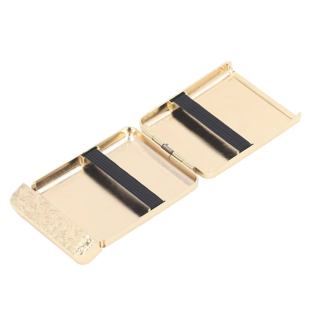 Retro Metal Cigarette Case Box 16 Capacity 3 Open Cigarette Case for Women Men Vintage Relief Pattern Gold