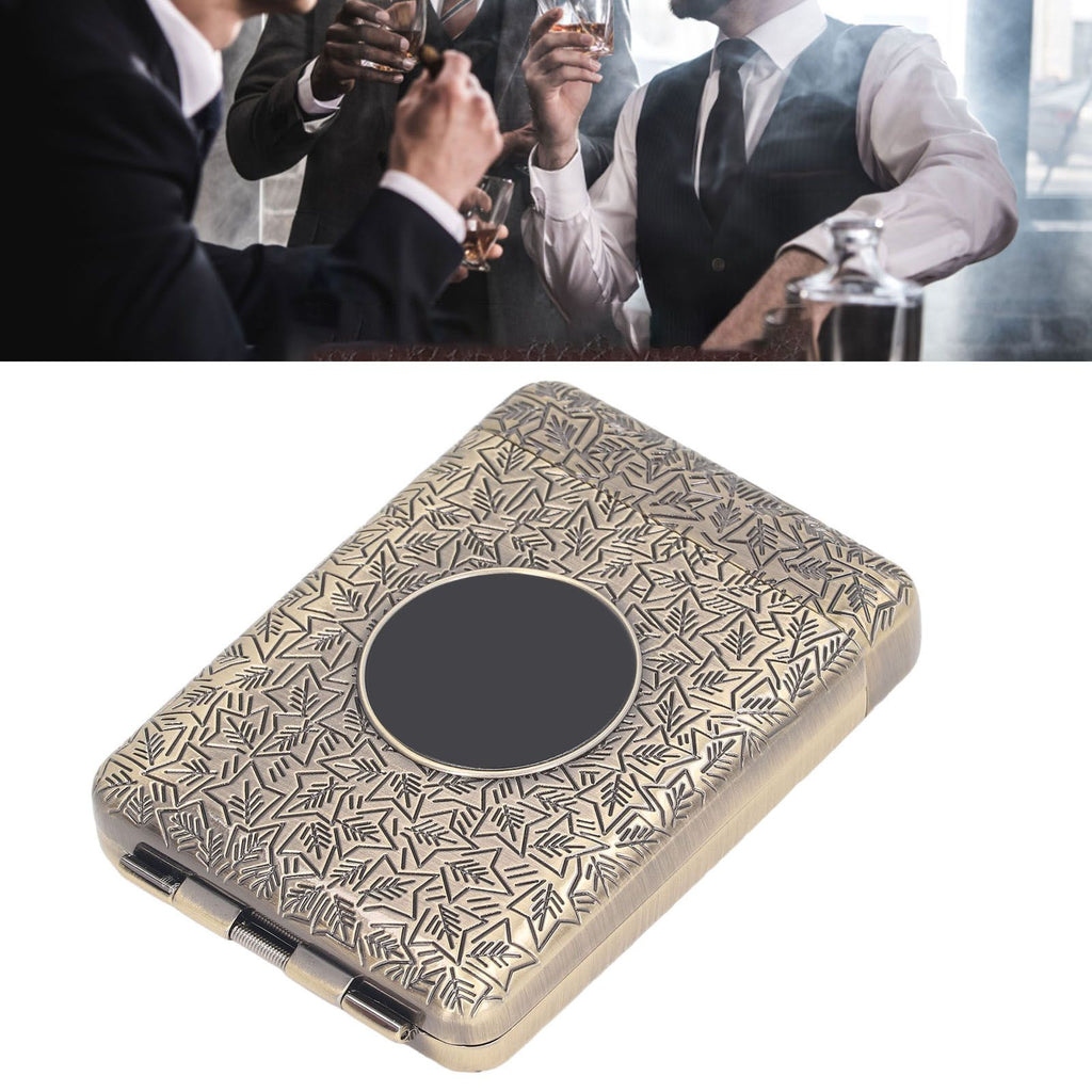 Retro Metal Cigarette Case Box 16 Capacity 3 Open Cigarette Case for Women Men Vintage Relief Pattern Bronze