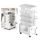 Rolling Mobile Bookshelf with Wheels 5 Tiers Large Capacity Strong Load Bearing Capacity Utility Cart for Study Kitchen White