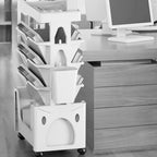 Rolling Mobile Bookshelf with Wheels 5 Tiers Large Capacity Strong Load Bearing Capacity Utility Cart for Study Kitchen White